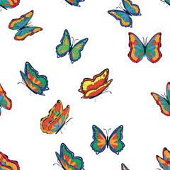 Bright multicolored butterflies seamless pattern. Wallpaper, background, children party, craft paper