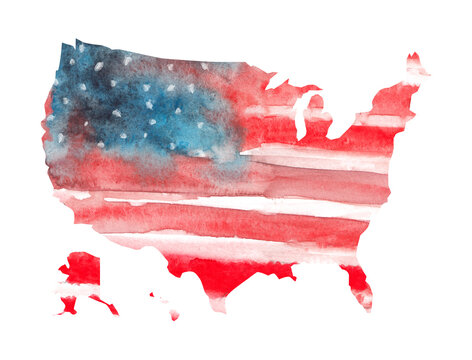 united states map . watercolor illustration