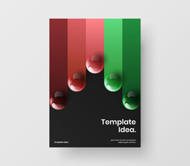 Unique realistic spheres poster layout. Fresh company brochure vector design template.