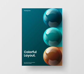 Unique corporate identity vector design template. Minimalistic 3D spheres poster concept.