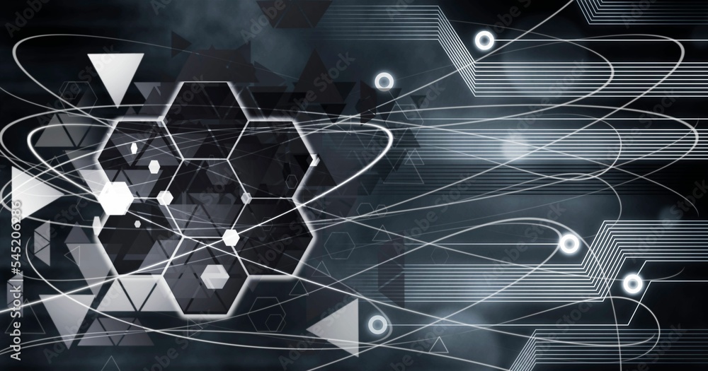 Poster 3d rendering of a digital technology background with light trails