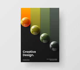 Clean company cover vector design layout. Isolated 3D spheres leaflet illustration.