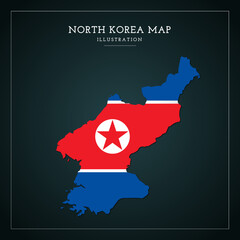 3D North Korea Map Vector Illustration