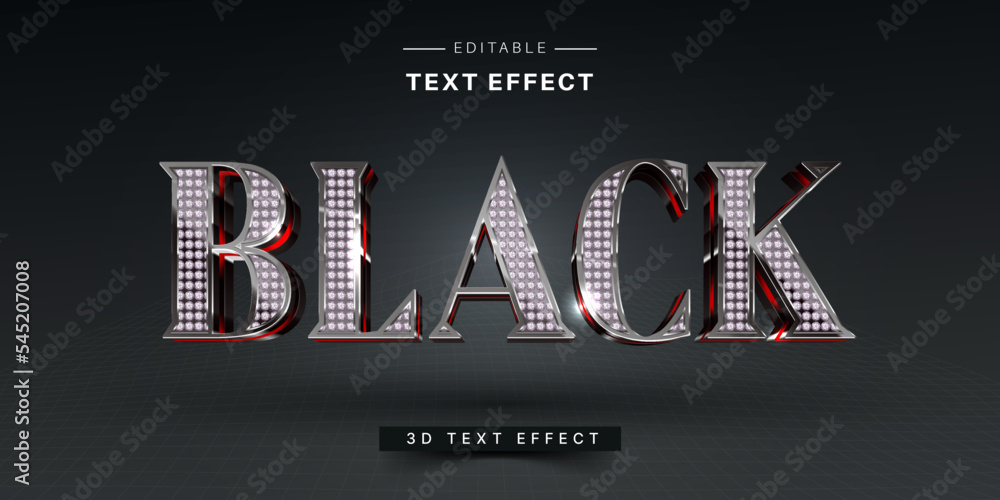 Poster editable 3d diamond text effect. luxury text effect generator