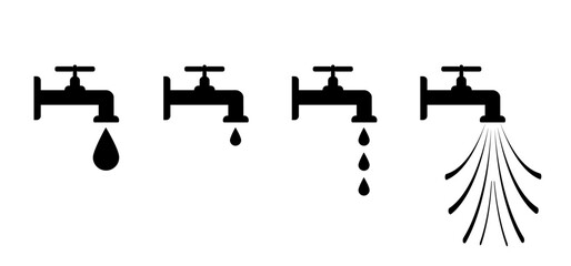 Water jet. Faucet vector icon. Water tap or water drups. World water day, march. Vector H2O day or save the water day. Outside, bathroom, kitchen faucet.