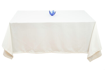 white Table cloth on a rectangular table, isolated on white