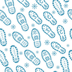 Santa's footprints seamless pattern. Christmas vector pattern.