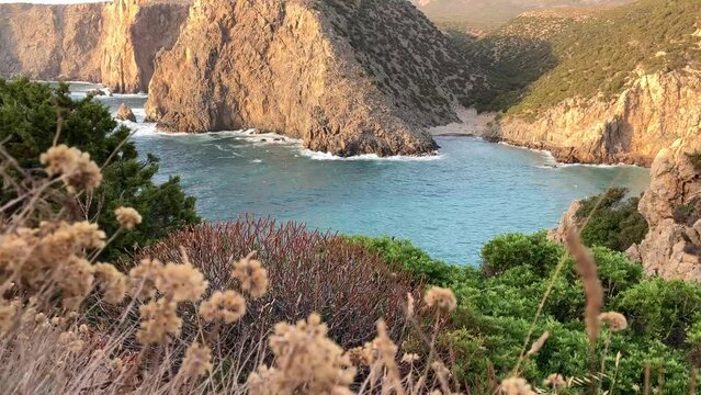 Natural view of the coast of Cala Domestica in Italy