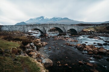 Fototapeta na wymiar Beautiful view of the Sligachan Old Bridge in Scotland