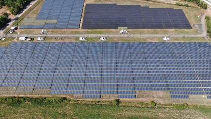Solar energy farm. Aerial view of a solar farm in Asia.
