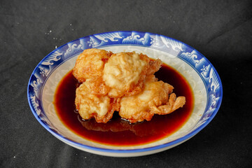 Pempek is a typical food from Palembang, Indonesia. This food is very popular. Indonesian street food.
