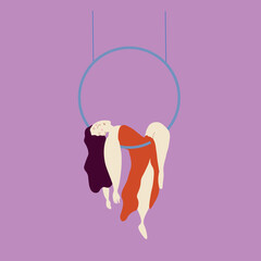 Aerialist. Circus. Vector aerialist. Show performance.