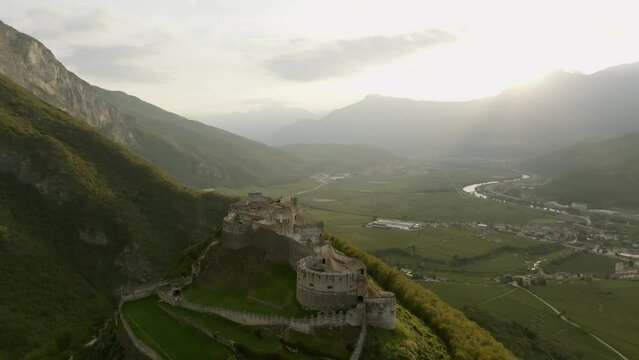 Beseno Castle, in the province of Trento. Castle first then a military structure from the Austrian age. You can see the Adige valley and the surrounding villages and the vineyards and apple crops in t