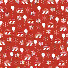 Aesthetic arrangements of holly jolly Christmas ornaments. Allover print xmas seamless surface pattern. Christmassy repeat texture