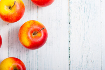 apple fruits on old white wooden table