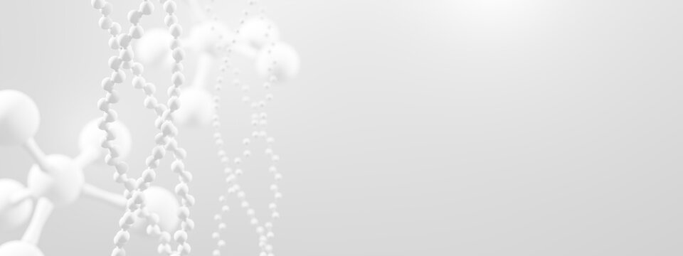 abstract medical background, molecular and atomic structures, spirals, 3d rendering on a white background