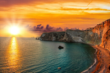 Chiaia di Luna beach at the sunset. Ponza island, Italy