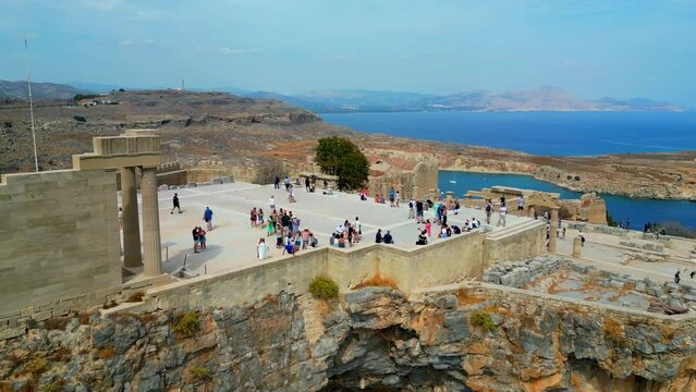 Lindos is a town on the Greek island of Rhodes. It&rsquo;s known for its clifftop acropolis, which features monumental 4th-century gates and reliefs from about 280 B.C.
