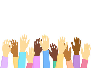 colorful human hands volunteer isolate on transparent background.