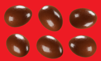 Chocolate dragee with crispy. 3d illustration. chocolate snack. Isolated background.