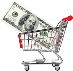 Shopping cart full of money