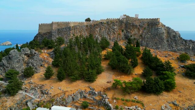 Lindos is a town on the Greek island of Rhodes. It&rsquo;s known for its clifftop acropolis, which features monumental 4th-century gates and reliefs from about 280 B.C.