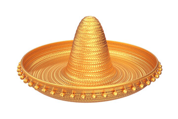 Fototapeta na wymiar Hat gold sombrero isolated on a white background, 3d render