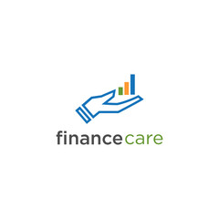 finance care logo, hand chart statistic vector template