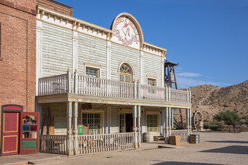 View at the Oasys - Mini Hollywood, a Spanish Western-styled theme park, Western saloon main...