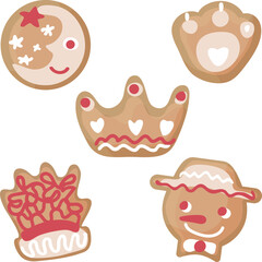 Obraz premium Gingerbread classic decorated cookie vector set