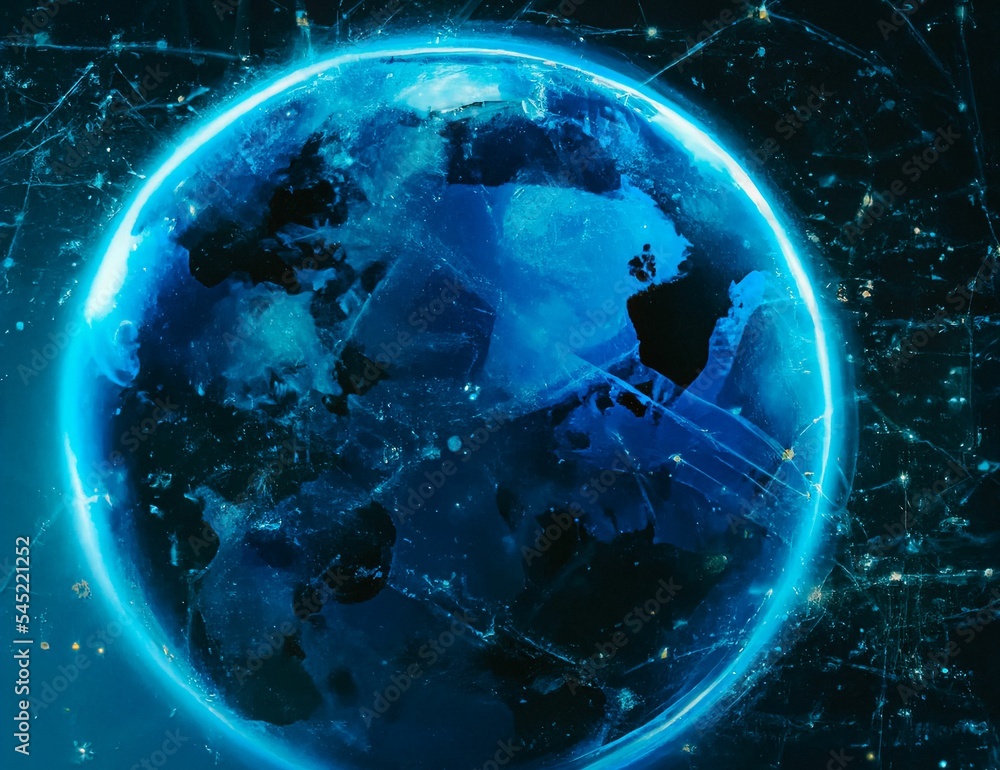 Poster ai generated digital art of a connected globe on a dark background