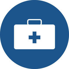 First aid kit icons design in blue circle.