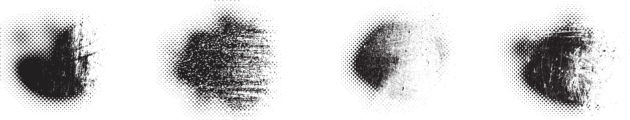 Glitch distorted grungy abstract forms . Blob shape organic. Template for presentation, banner . Fluid isolated shape .Grunge textured . Liquid vector shapes with halftone dots .Screen print texture