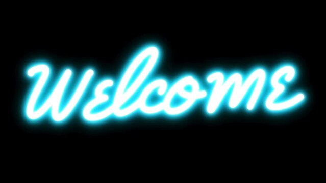 Welcome neon text effect animation footage
