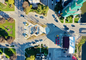 Aerial view of Cambridge, Ontario, Canada in autumn