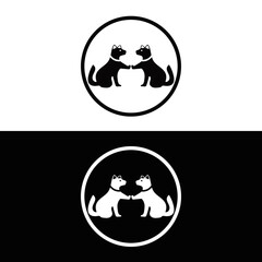 Circle dog animal logo design 