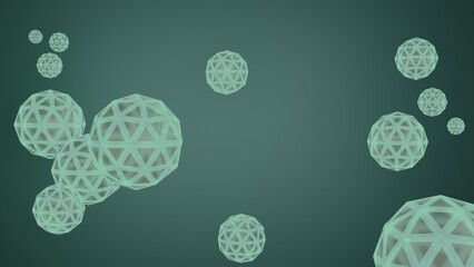 Icosphere in single colour background 3D rendering, wireframe of icoshperes .