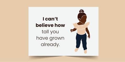I can not believe how tall you have grown already, Happy Birthday Card for black baby