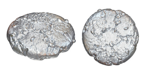 Set of silver cookies with chocolate chips on a white background, 3d render
