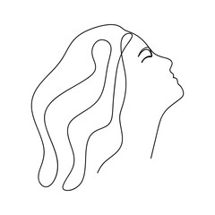 One line of a female face. one line sketches of a female face. Woman portrait black white art outline vector hand drawn illustration. Hand drawn continuous line sketch of a female face.