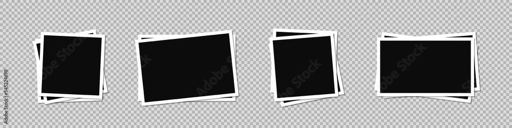 Leinwandbilder set of empty photo frames compositions stacked on top of each other. realistic vector mockups. retro