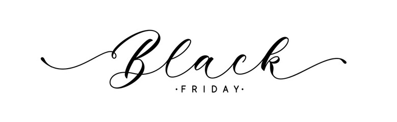 Fototapeta na wymiar Hand drawn vector lettering Black Friday. Modern calligraphic text for banner, sale poster, flyer design. Black Friday elegant hand lettering.