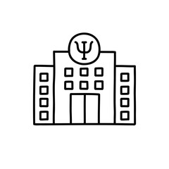 psychiatric hospital doodle icon, vector color line illustration