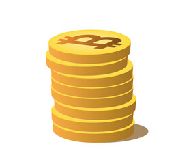 Golden coins stacked with bitcoin symbol