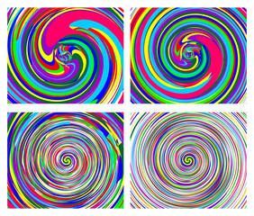 Set of Colorful spiral textured abstract elements