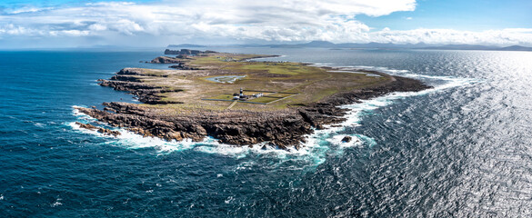 Aerial view of the Lighthouse on Tory Island, County Donegal, Republic of Ireland © Lukassek