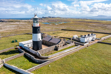 Aerial view of the Lighthouse on Tory Island, County Donegal, Republic of Ireland © Lukassek