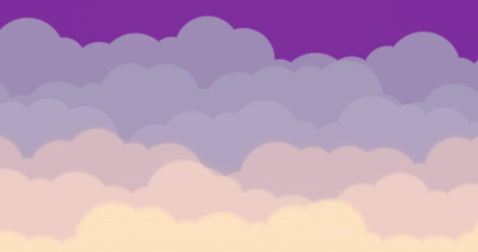 Computer animation of clouds in the purple sky