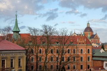 Krakow old town - a large brick building with red roof