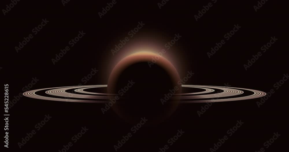 Aufkleber computer animation of a planet with its orbit and the sun in the background